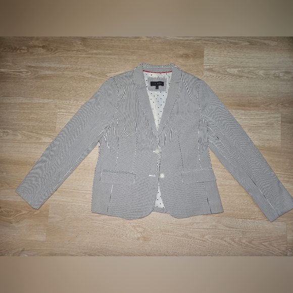 Talbots Stripped Seersucker Blazer Size 8 - Picture 1 of 6